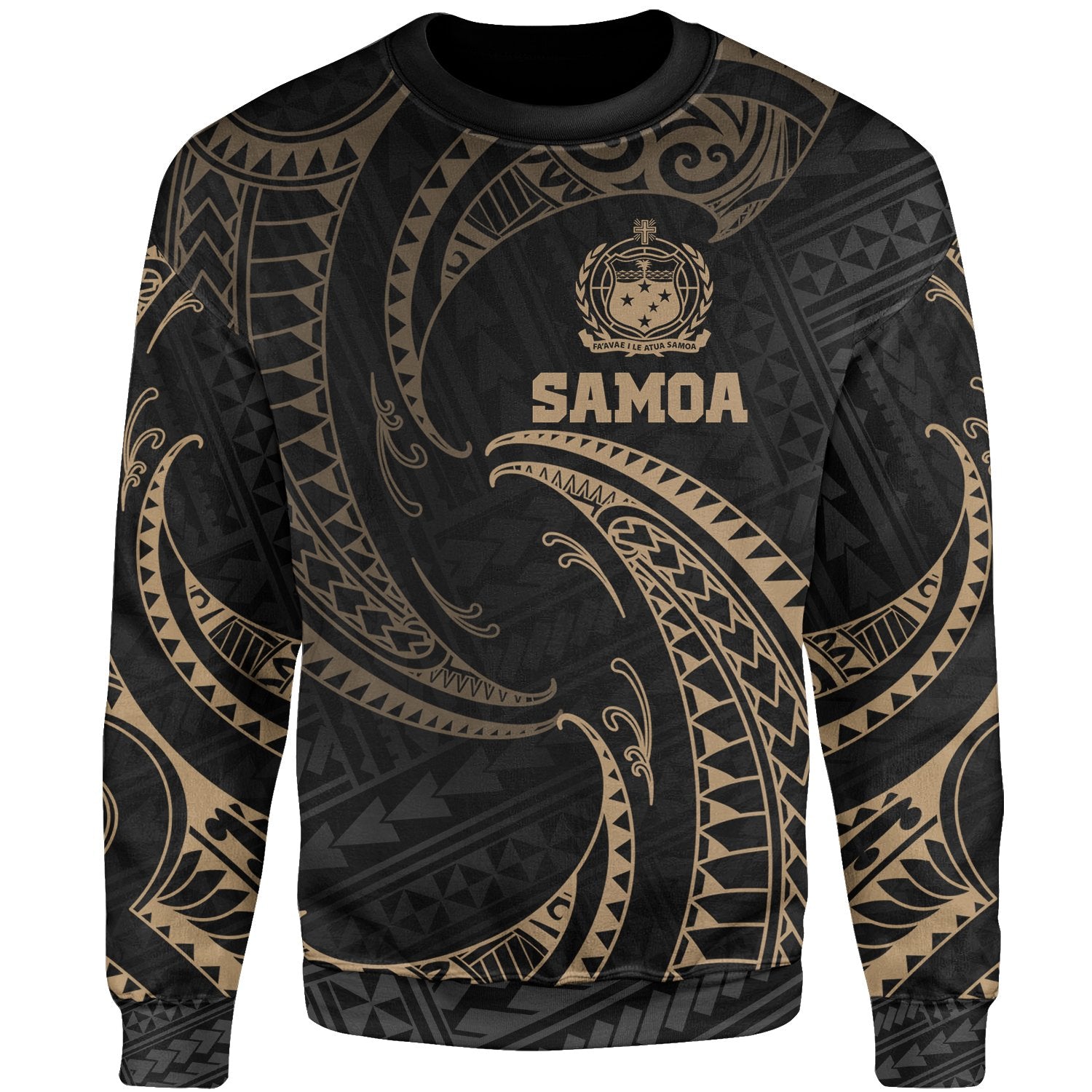 Samoa Polynesian Sweater Gold Tribal Wave