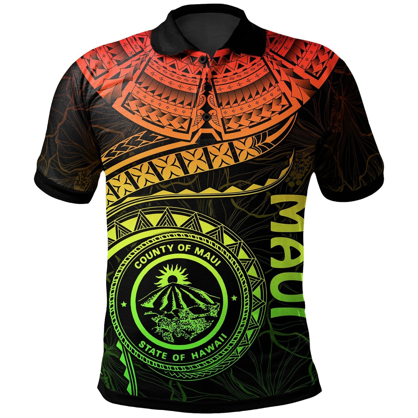 Polynesian Hawaii Polo Shirt - Maui Polynesian Waves Reggae