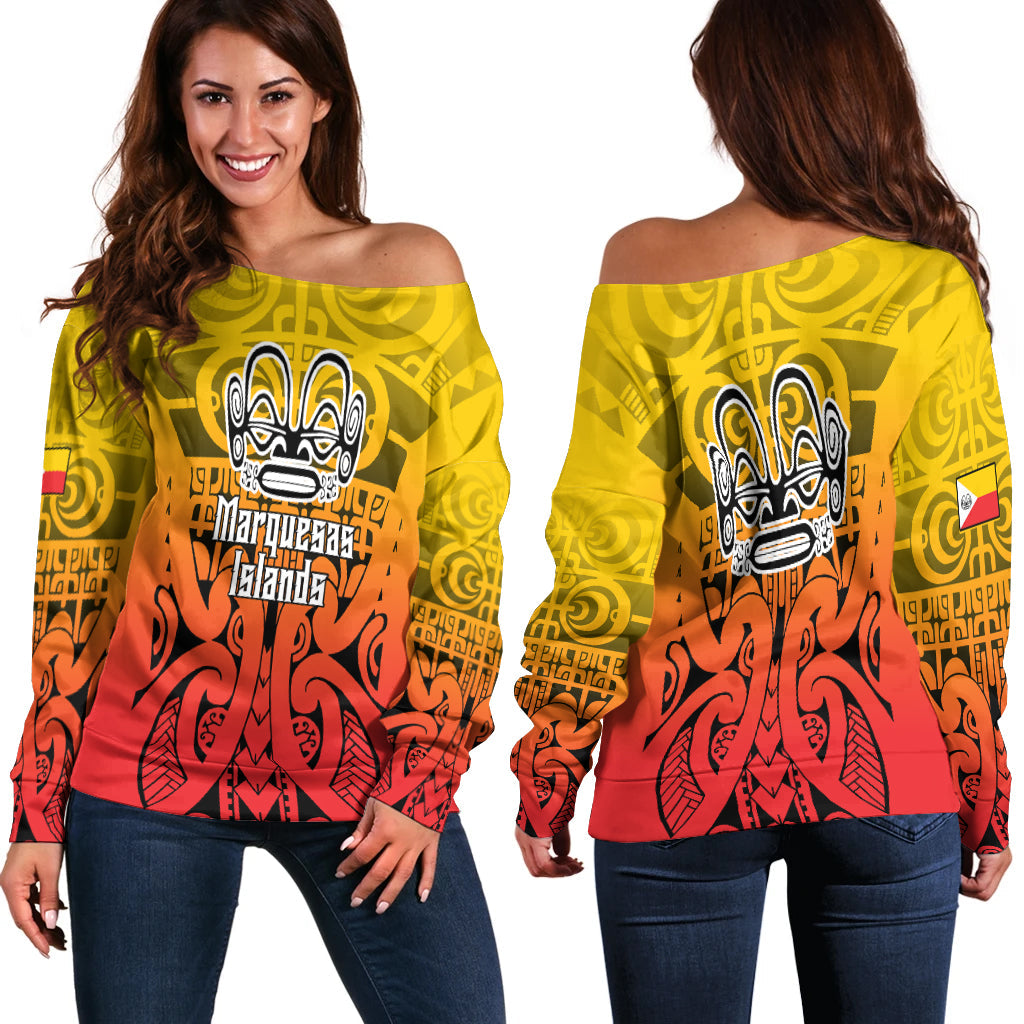 Marquesas Islands Marquesan Tattoo Women Off Shoulder Sweater