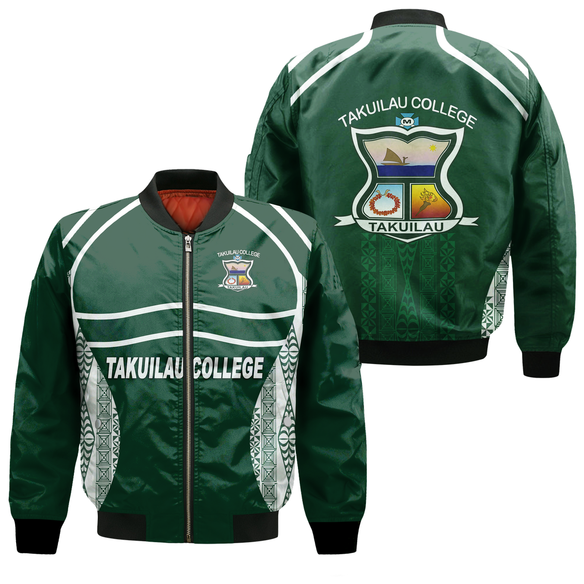 Takuilau College Tongan Patterns Bomber Jacket