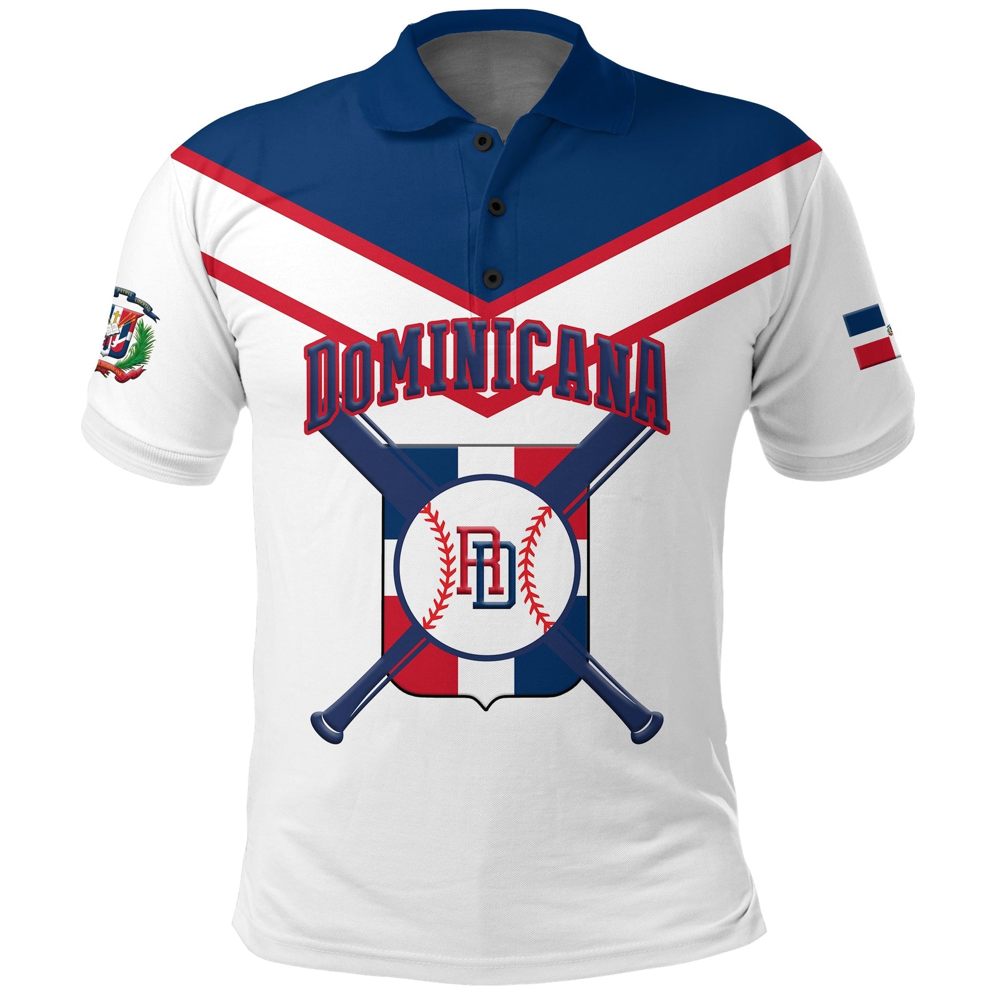 Custom Dominican Republic Baseball Pride Polo Shirt