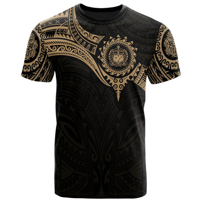 Samoa Polynesian T - Shirt - Gold Heart Shield