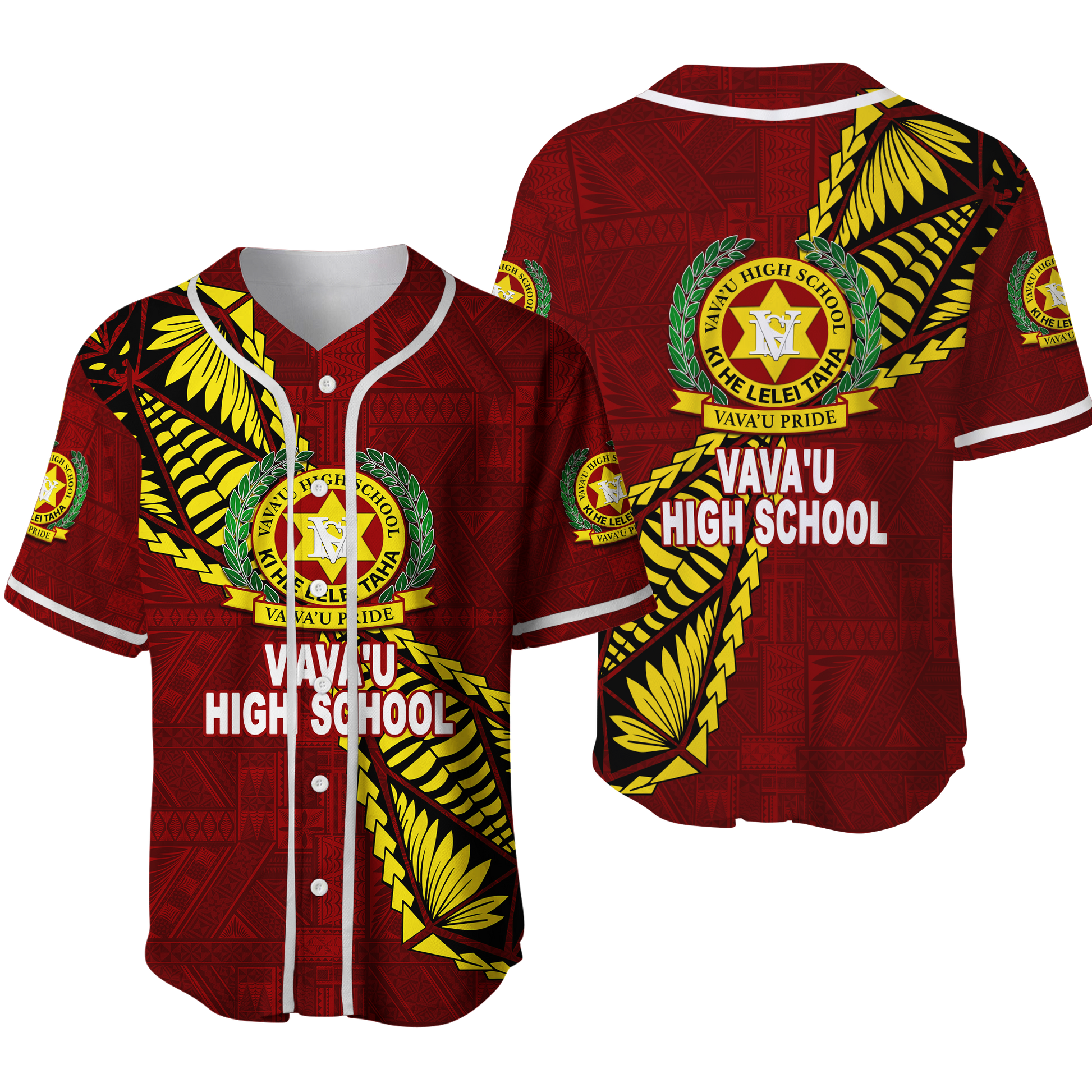 Tonga Vava'u High School Tongan Patterns Baseball Jersey