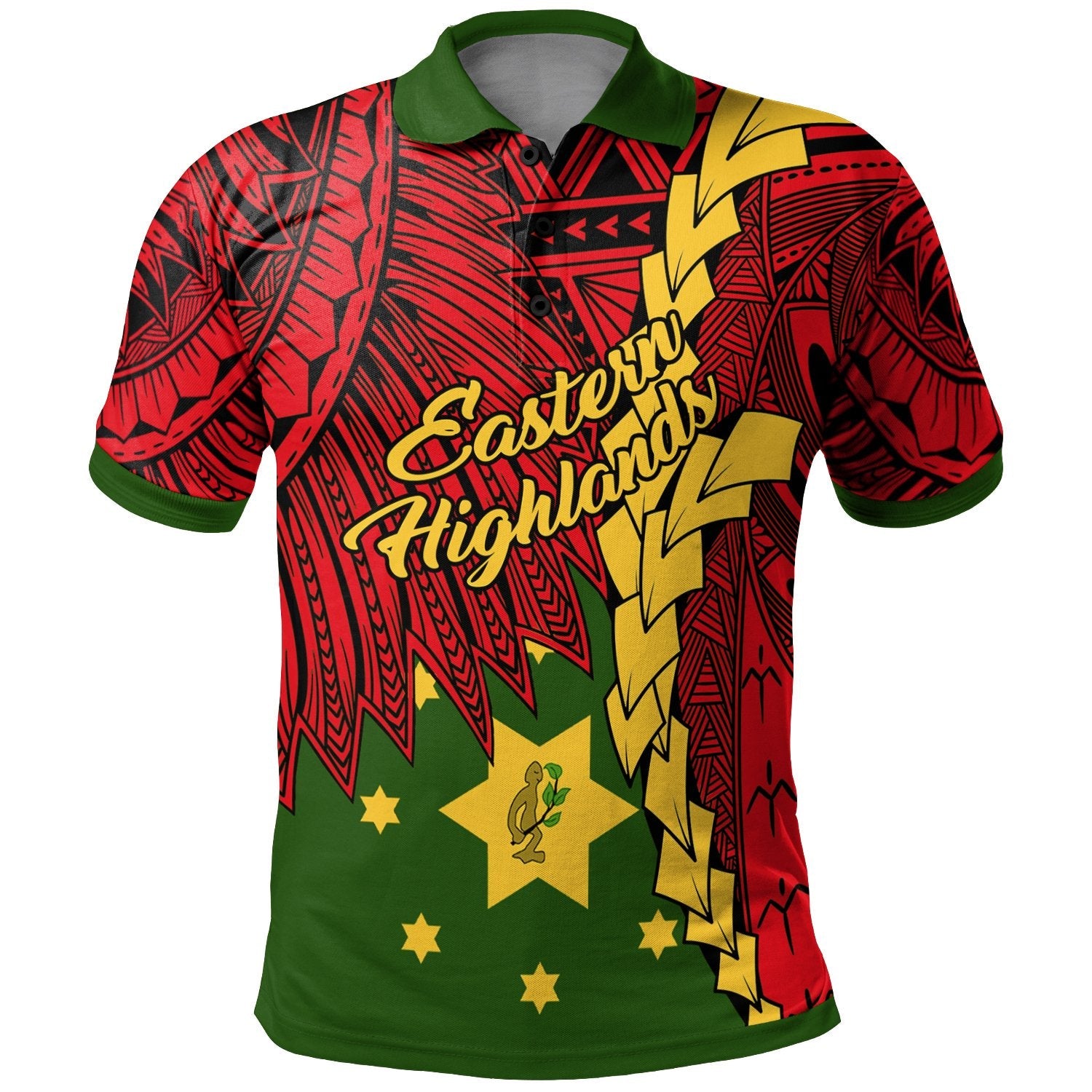 Papua New Guinea Eastern Highlands Province Polynesian Polo Shirt - Tribal Wave Tattoo