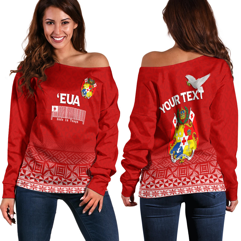 (Custom Personalised) Tonga Eua Women Off Shoulder Sweater Tongan Pattern