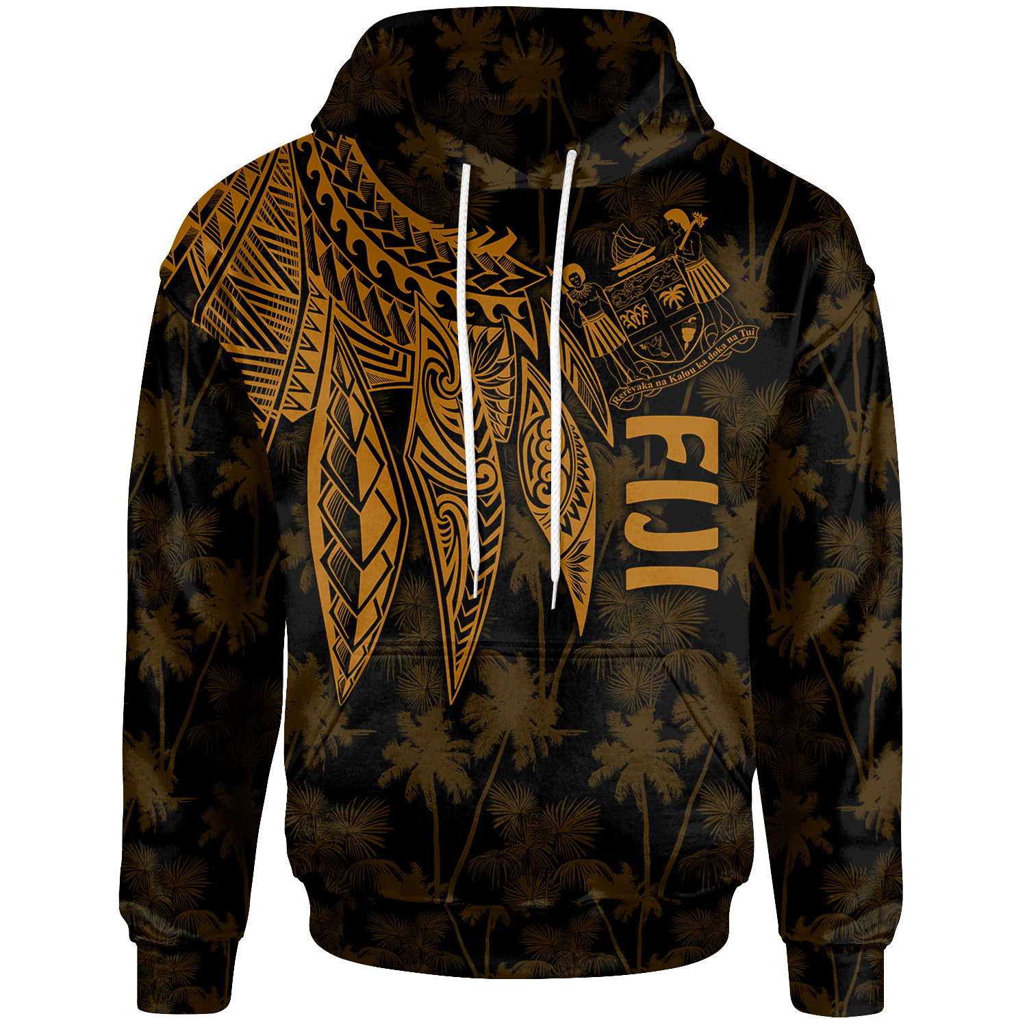 Fiji Hoodie Polynesian Wings Golden