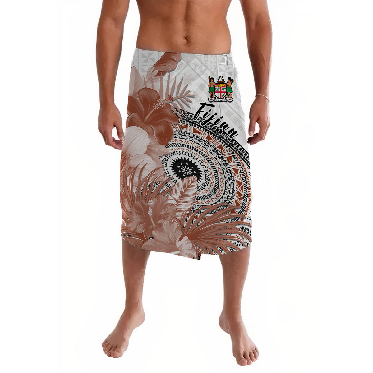 Fiji Tapa Lavalava White Fijian Masi Be Loved Hibiscus