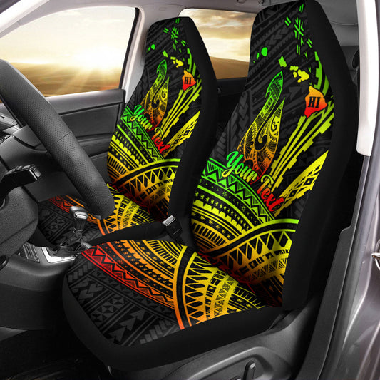 (Custom Personalised) Hawaii Fish Hook Polynesian Tribal Reggae Car Seat Covers