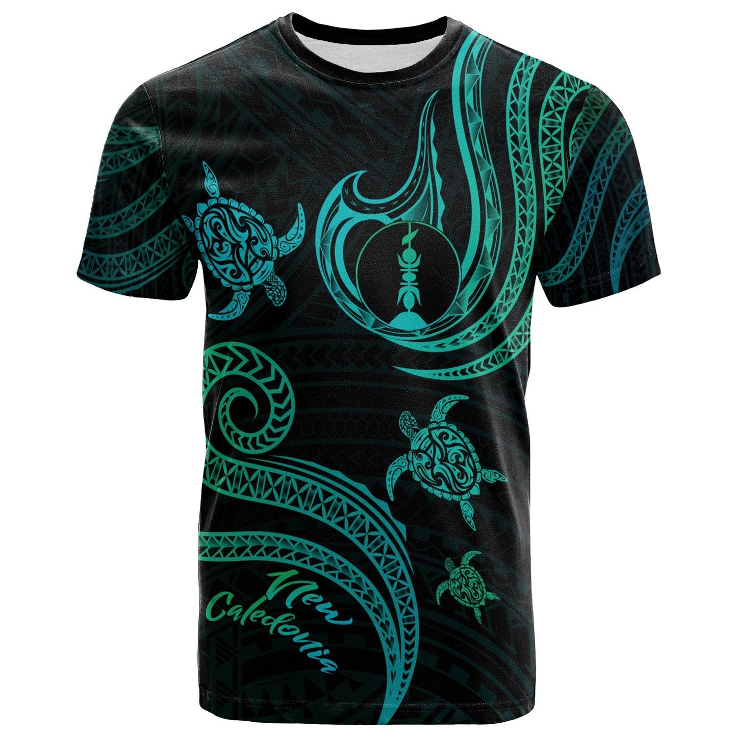 New Caledonia T Shirt Polynesian Turtle With Pattern