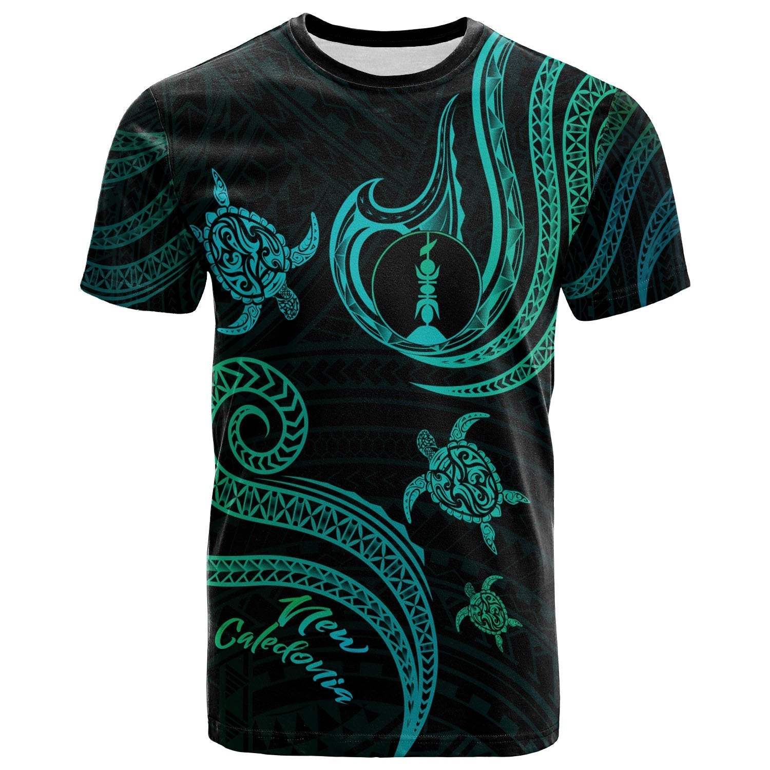 New Caledonia T Shirt Polynesian Turtle With Pattern