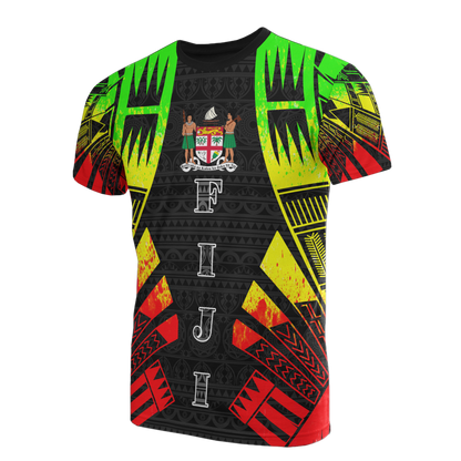 Fiji T - Shirt - Fiji Coat Of Arms Polynesian Tattoo Reggae Style