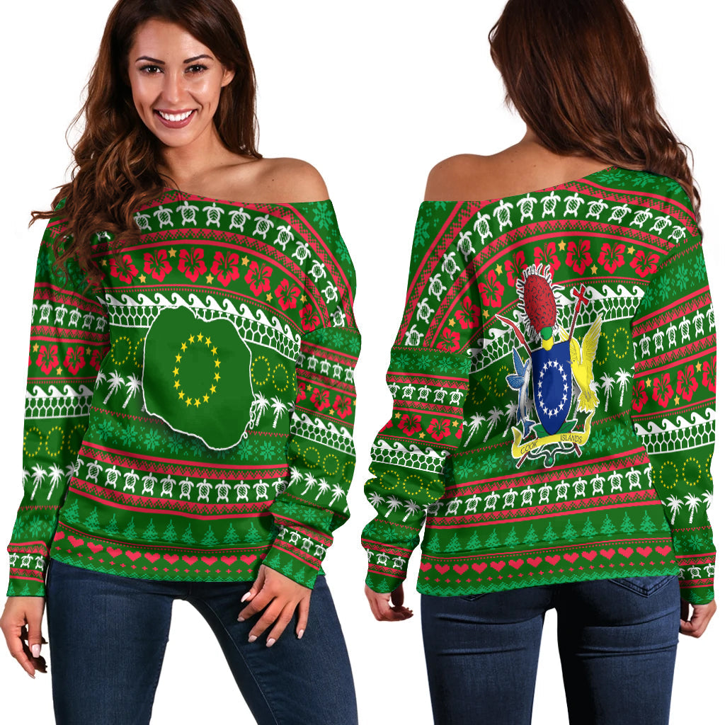 Cook Islands Christmas Women Off Shoulder Sweater Ugly Christmas