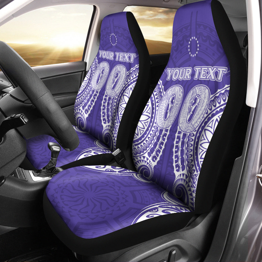 (Custom Personalised)Cook Islands Rarotonga Car Seat Covers Purple Tribal Pattern