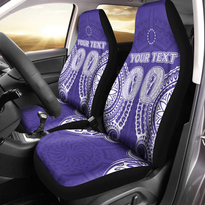 (Custom Personalised)Cook Islands Rarotonga Car Seat Covers Purple Tribal Pattern