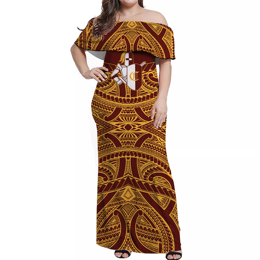 Hawaii Castle High School Tattoo Tribal Off Shoulder Dress Ver2