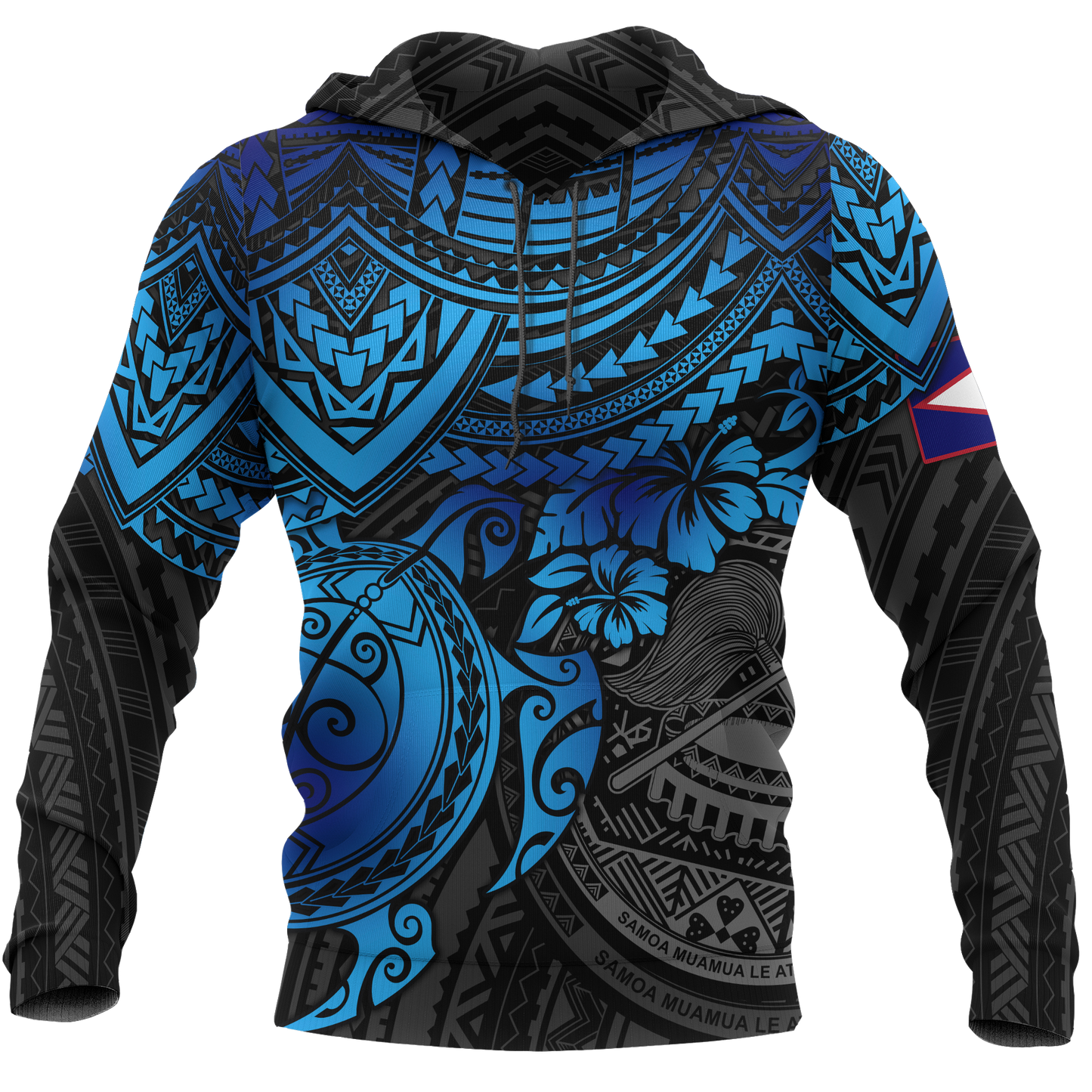American Samoa Polynesian Hoodie Blue Turtle