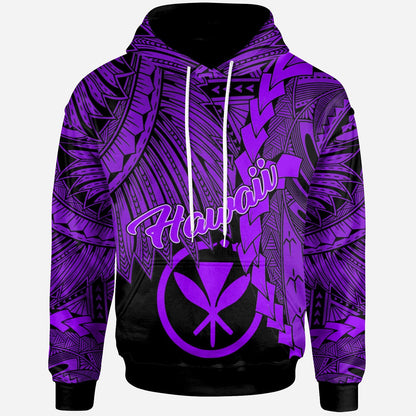 Polynesian Hawaii Hoodie Tribal Wave Tattoo Purple