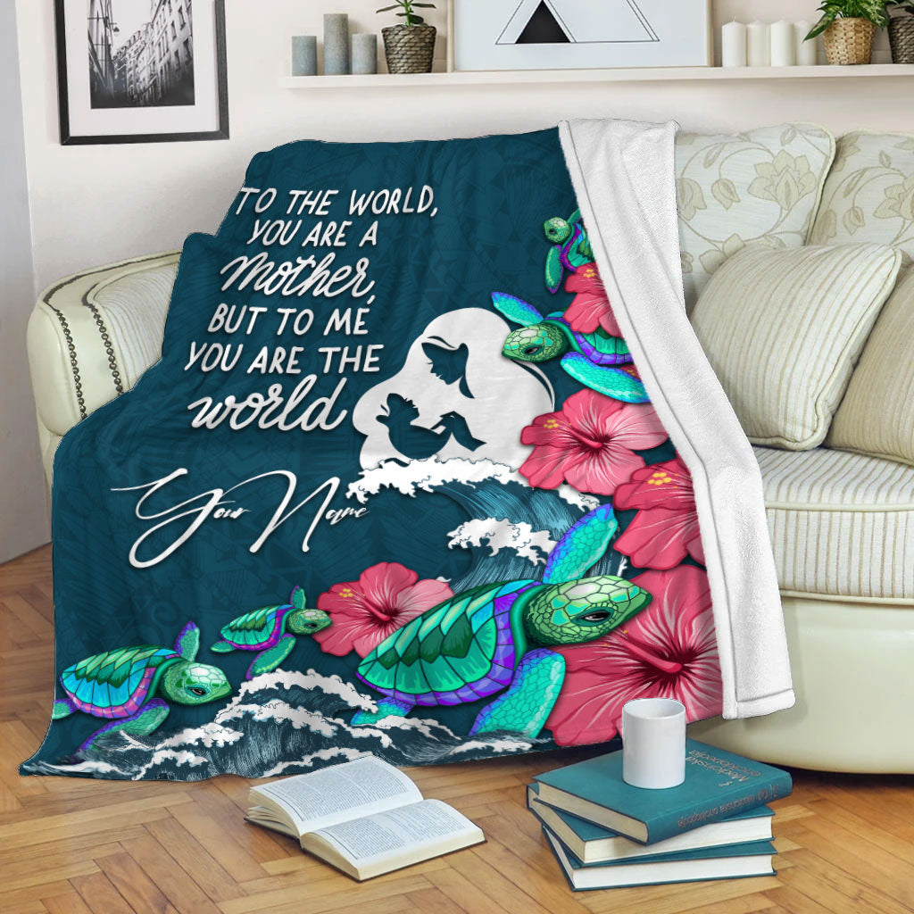 Custom Personalised Polynesian Mothers Day With Green Turtle Blanket