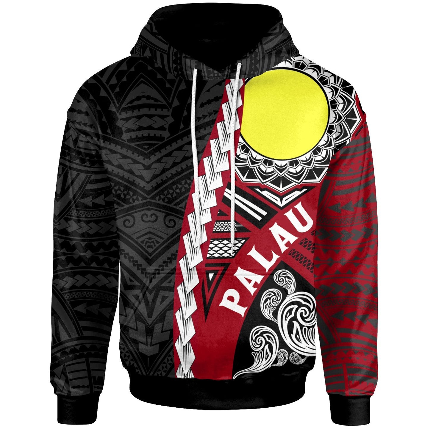 Palau Polynesian Hoodie Wave Tattoo