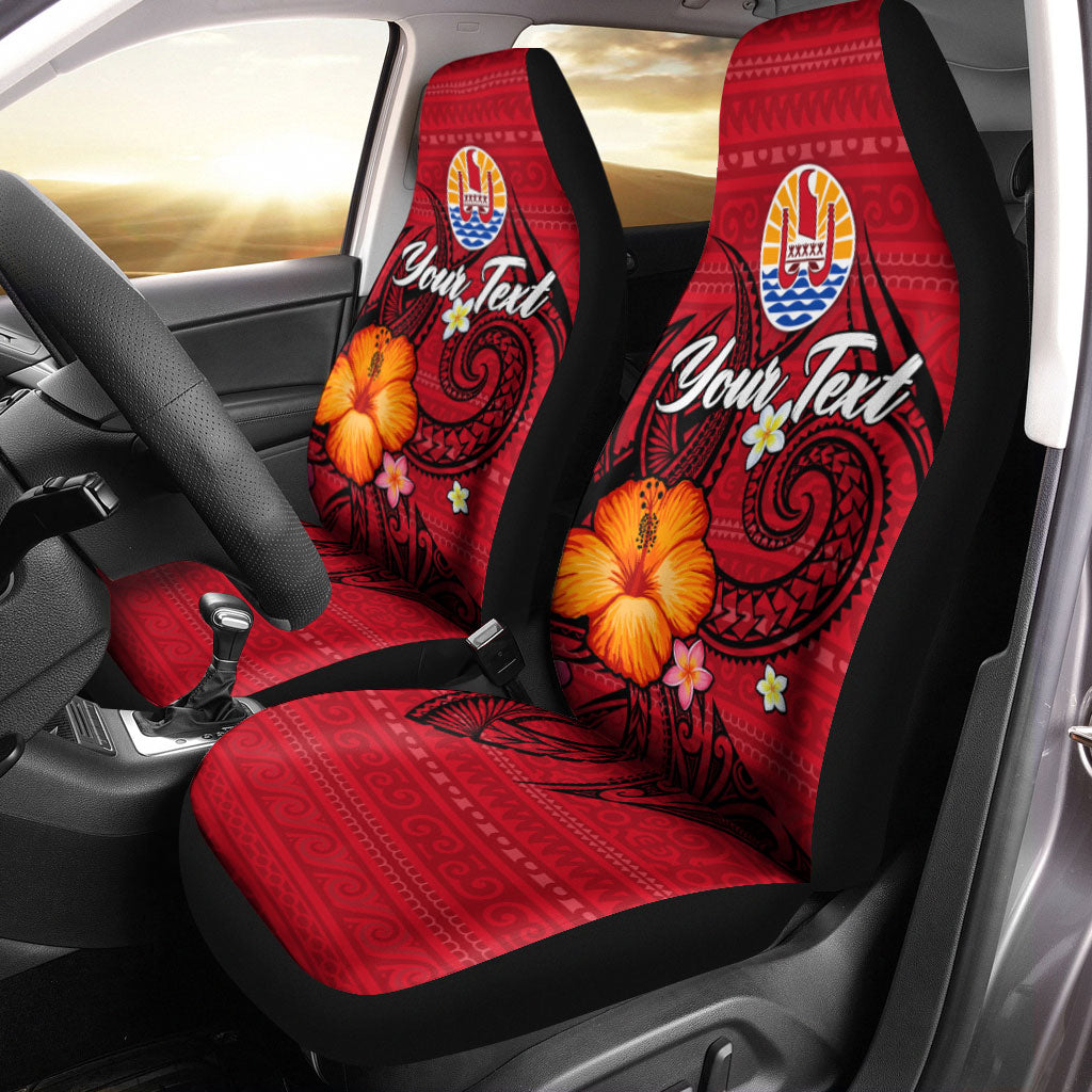(Custom Personalised) Tahiti Maohi Car Seat Covers Hibiscus With Tribal