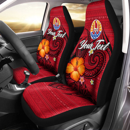 (Custom Personalised) Tahiti Maohi Car Seat Covers Hibiscus With Tribal