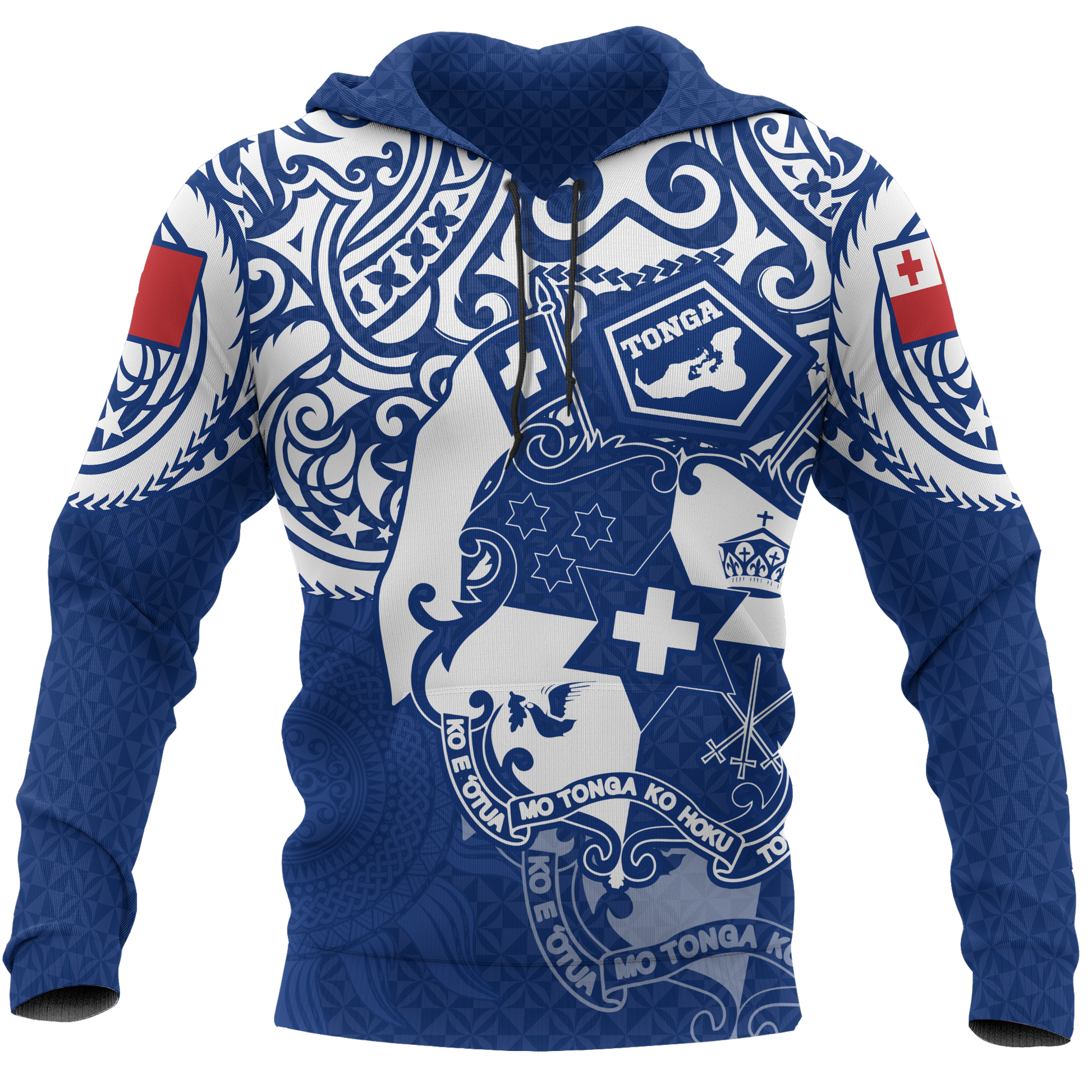 Tonga Polynesian Hoodie Tongan Pride Bright Blue