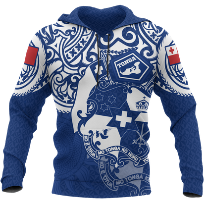 Tonga Polynesian Hoodie Tongan Pride Bright Blue