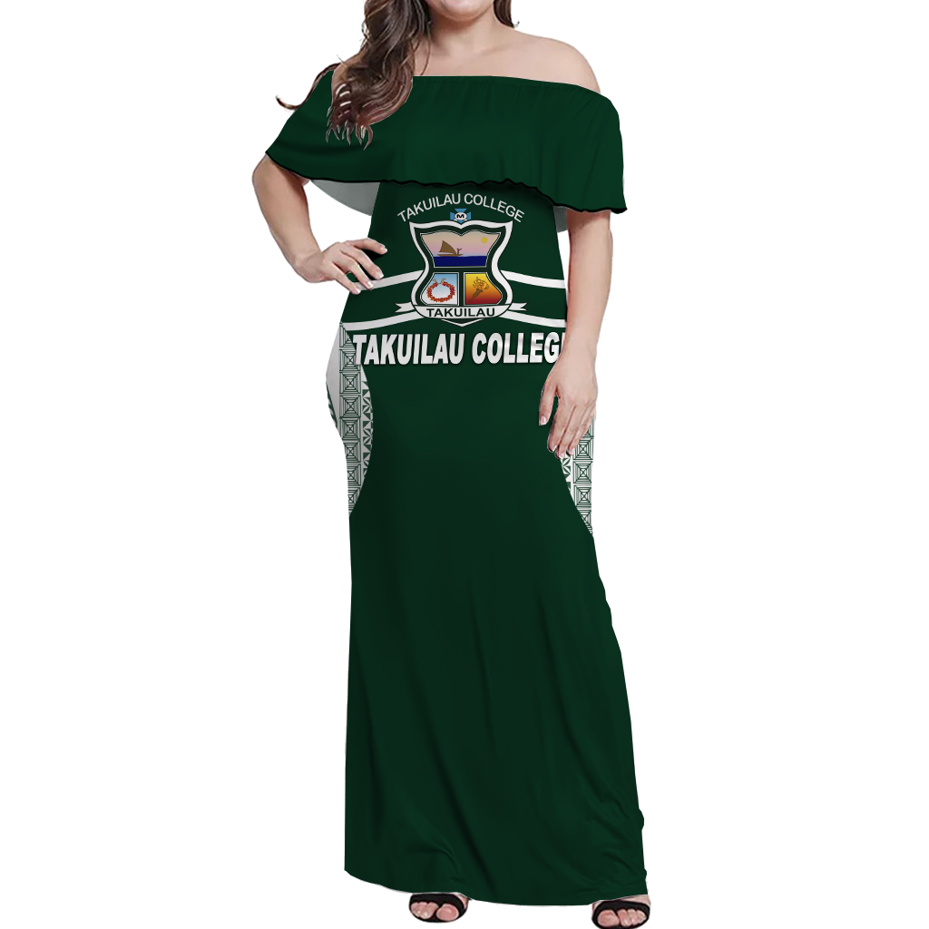 Takuilau College Tongan Patterns Off Shoulder Long Dress