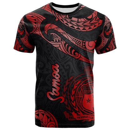 Samoa Polynesian T - Shirt - Poly Tattoo Red Version