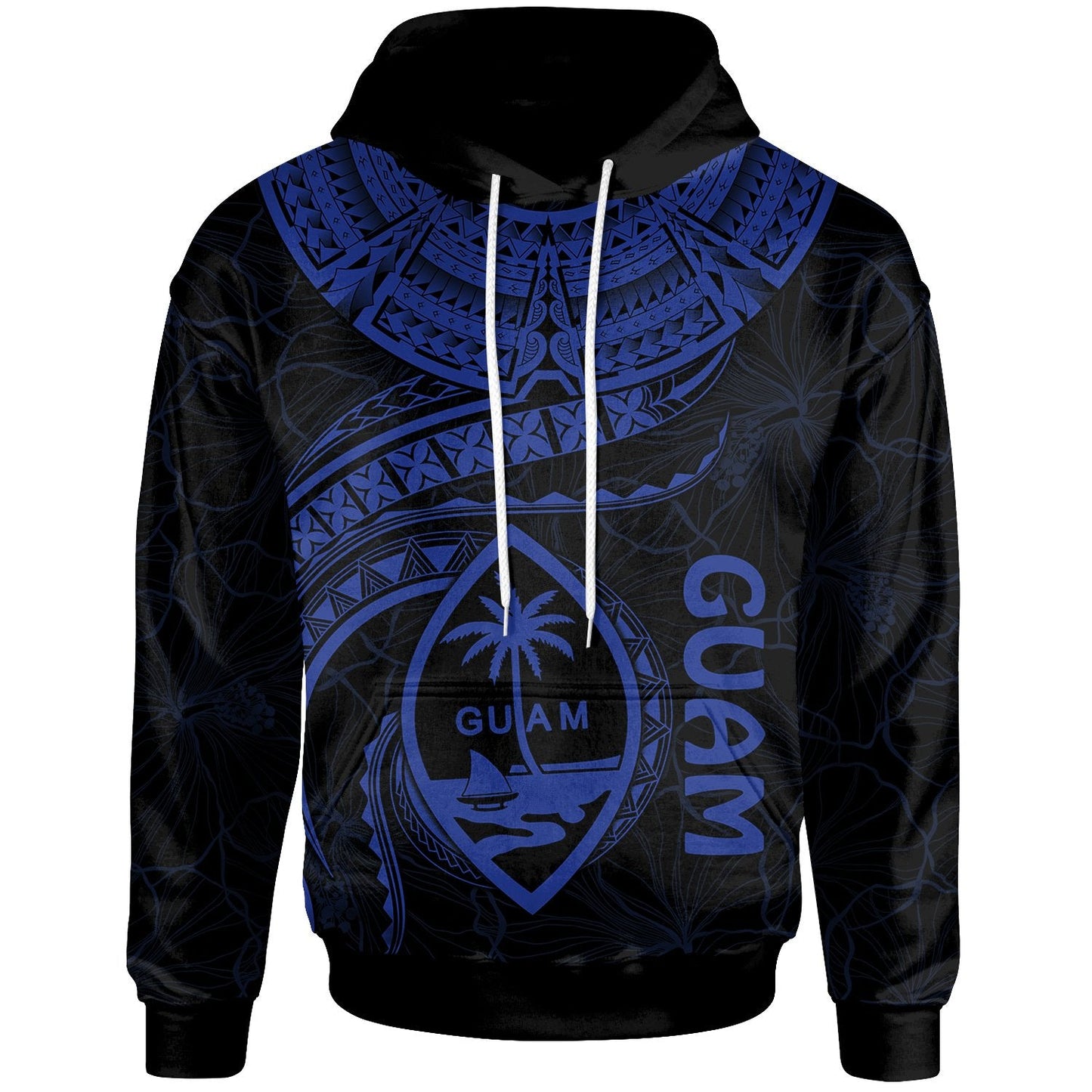 Guam Polynesian Hoodie Guam Waves Blue
