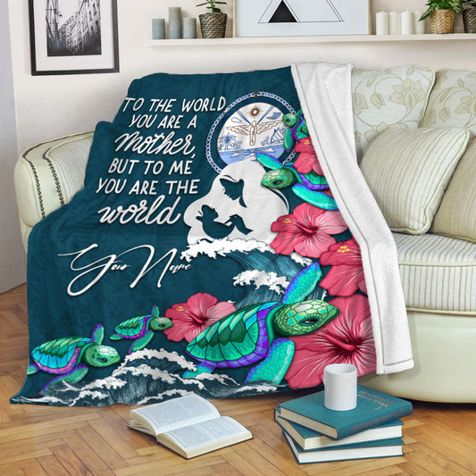 Custom Personalised Marshall Islands Mothers Day With Green Turtle Blanket