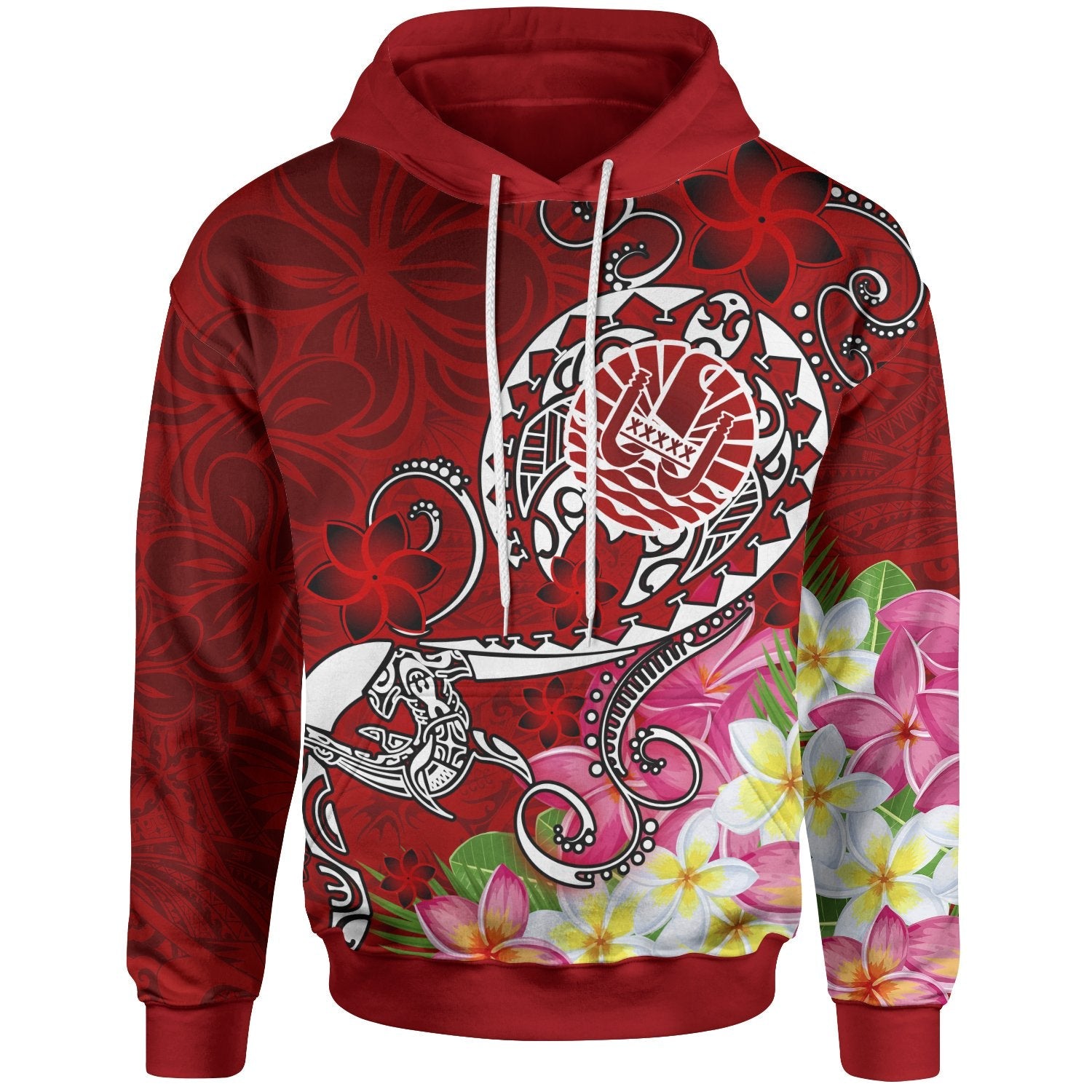 Tahiti Hoodie Turtle Plumeria (Red)