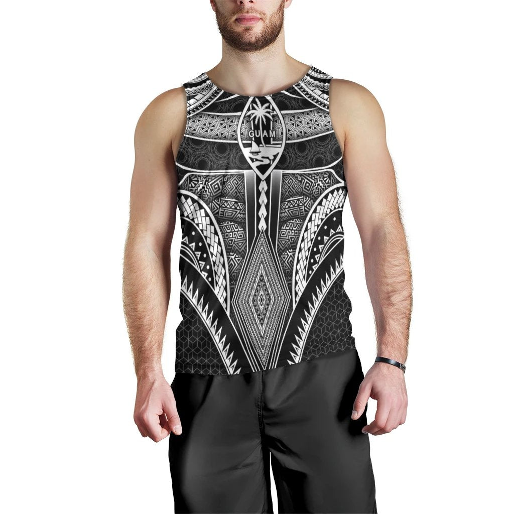 Polynesian Men Tank Top Guam Symbols With Poly Patterns