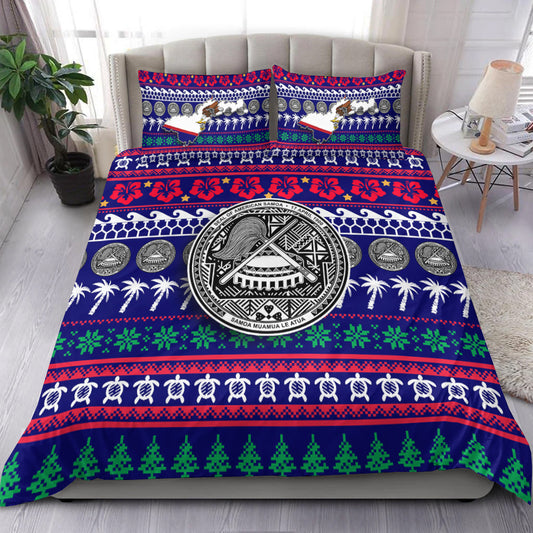 American Samoa Christmas Bedding Set Ugly Christmas