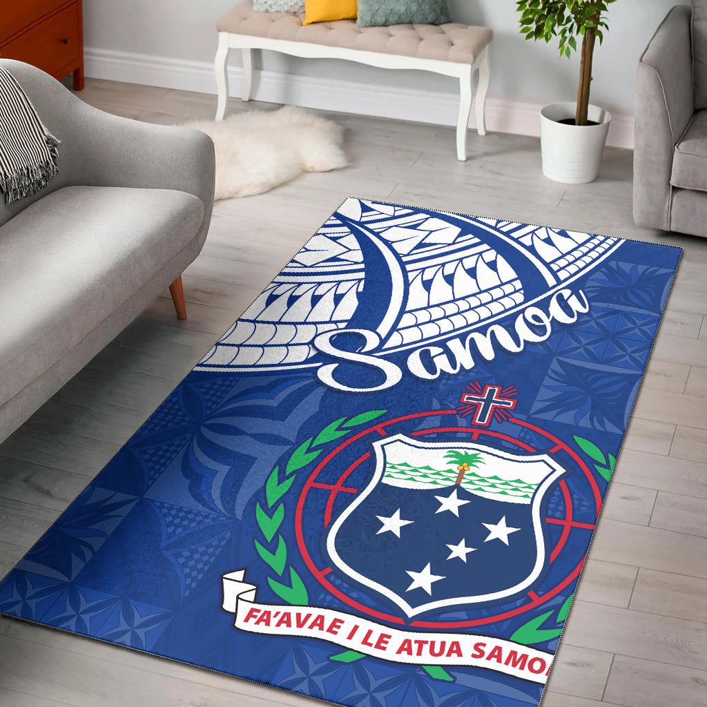Samoa Siapo Area Rug Sporty Mix Barkcloth Panel