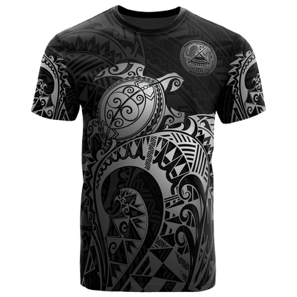 American Samoa T - Shirt - American Samoa Seal Polynesian Silver Turtle Tattoo
