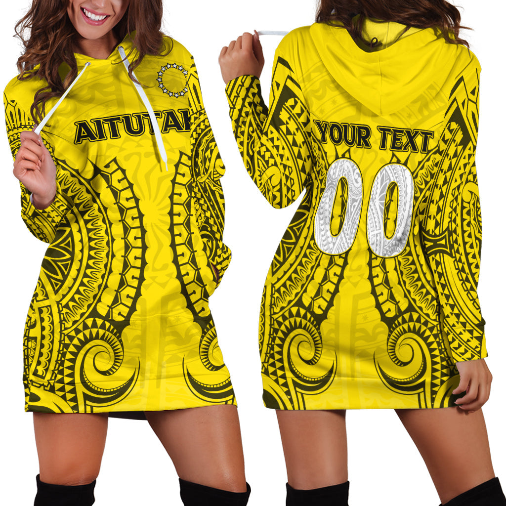 Custom Personalised Cook Islands Aitutaki Hoodie Dress Tribal Pattern