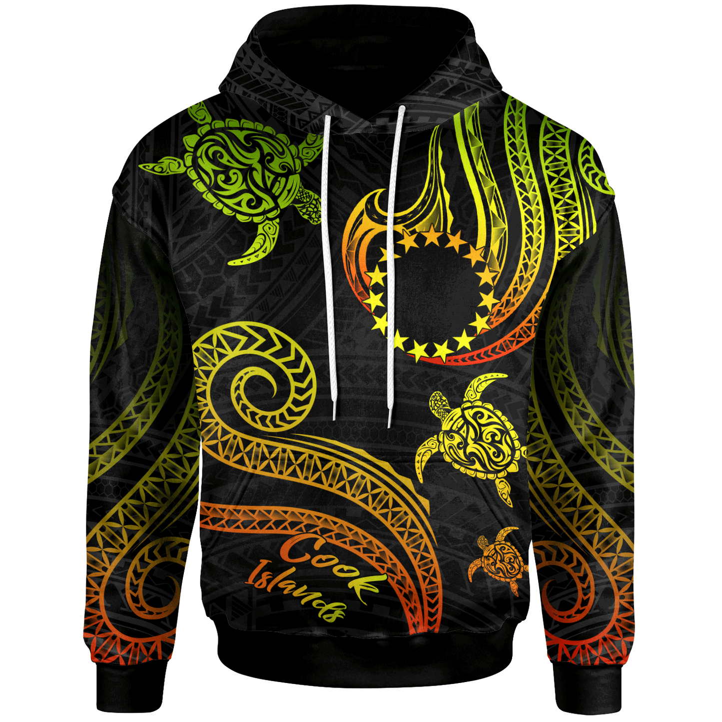 Cook Islands Hoodie Polynesian Turtle With Pattern Reggae