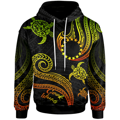 Cook Islands Hoodie Polynesian Turtle With Pattern Reggae