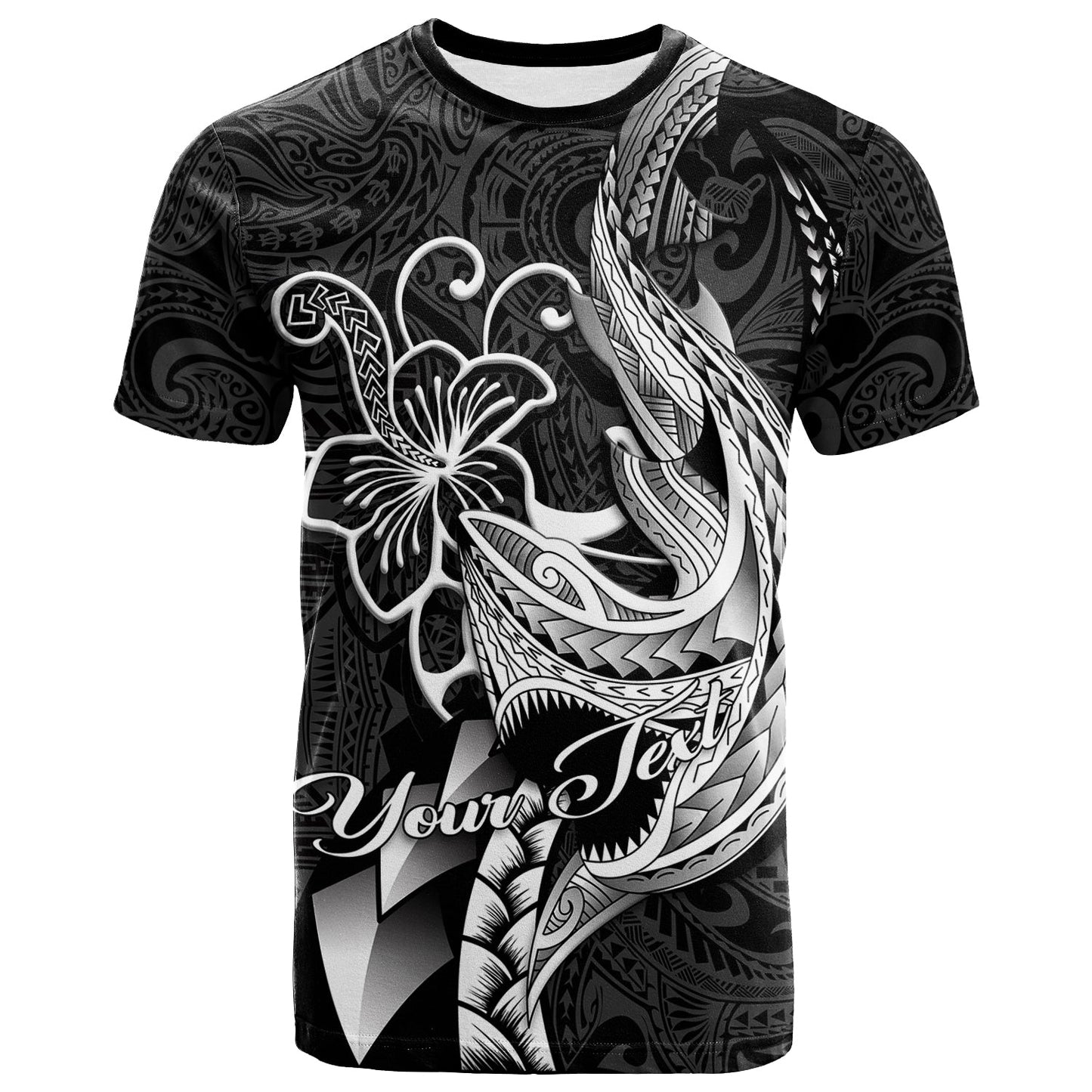 Custom Personalised Polynesian Shark Tattoo Hawaii Tribal T-Shirt -