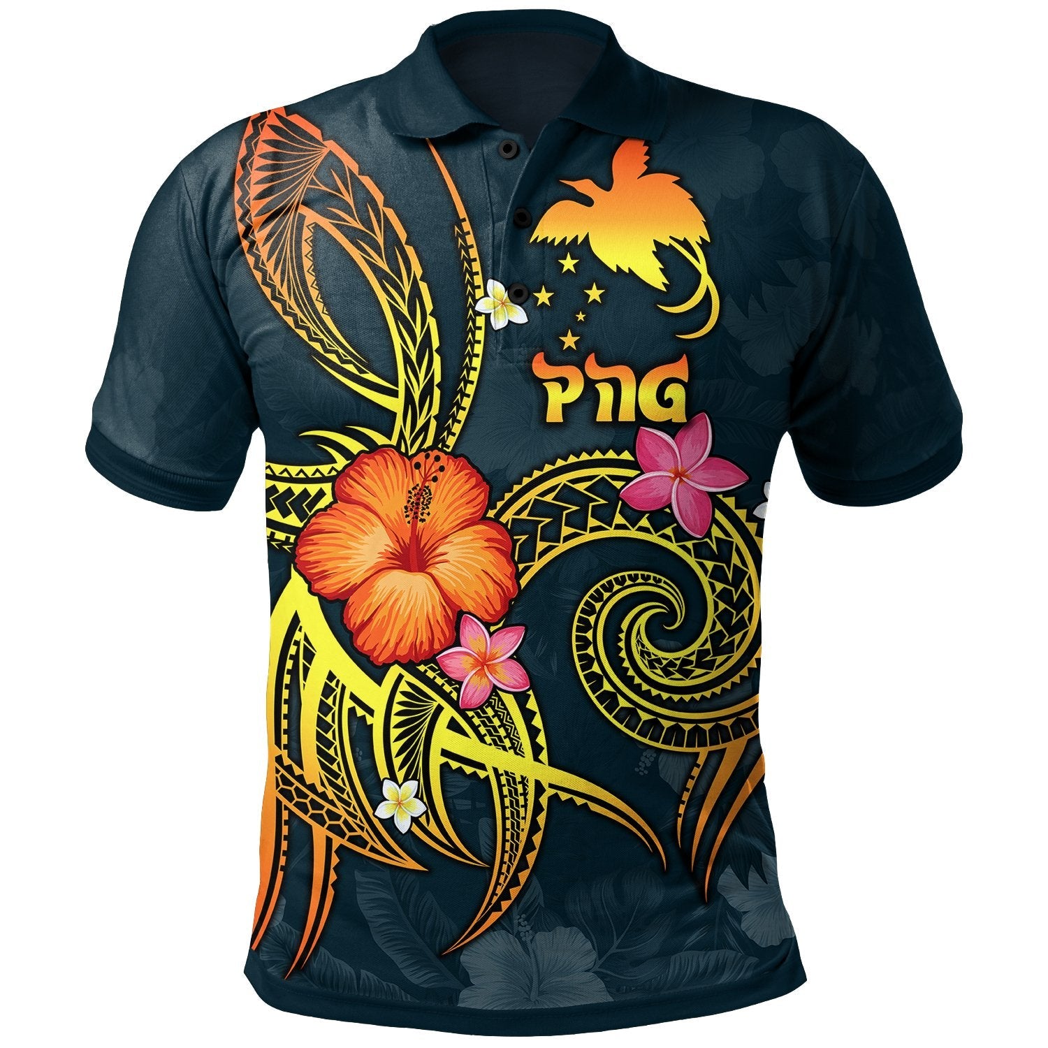 Papua New Guinea Polynesian Polo Shirt - Legend of Papua New Guinea Blue