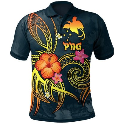 Papua New Guinea Polynesian Polo Shirt - Legend of Papua New Guinea Blue