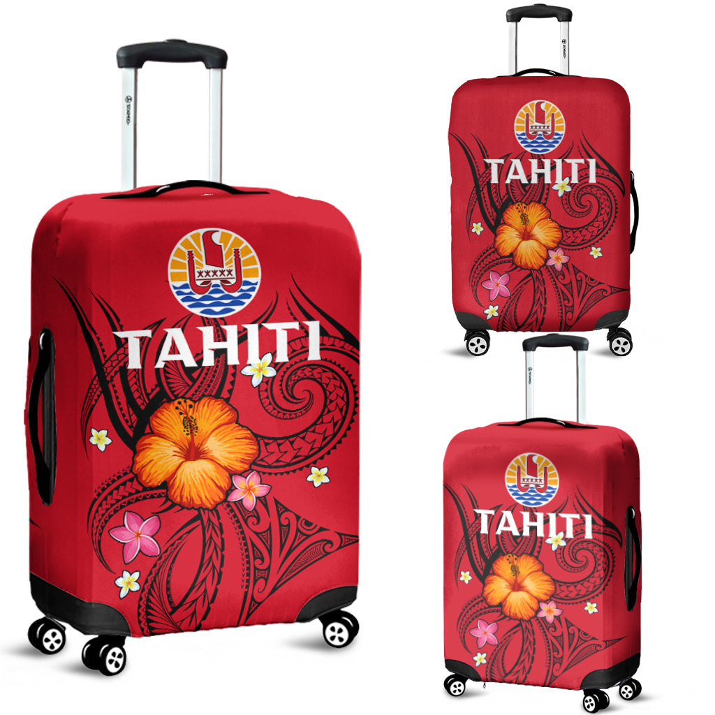 French Polynesia Luggage Covers Hibiscus With Tribal