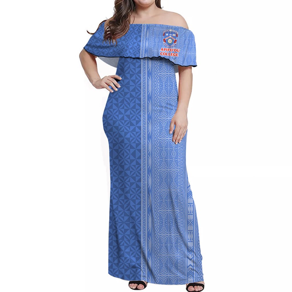 Tonga Apifo'ou College Off Shoulder Long Dress Tongan Tribal