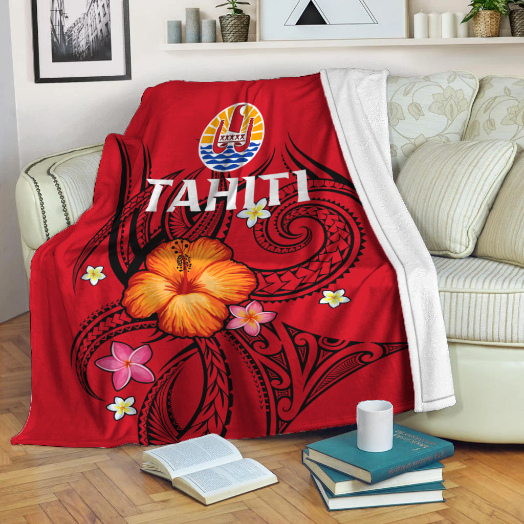 French Polynesia Blanket Hibiscus With Tribal