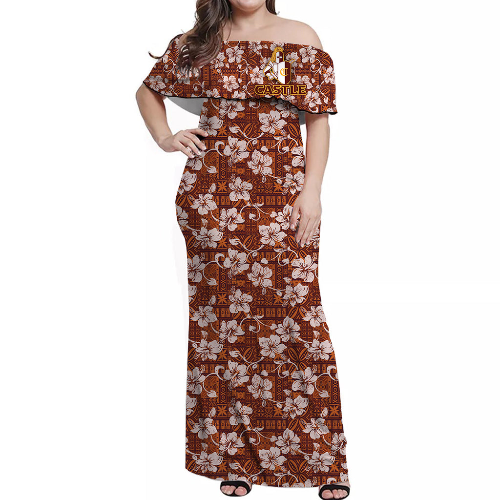 Castle High School Vintage Hibiscus Off Shoulder Dress Ver02