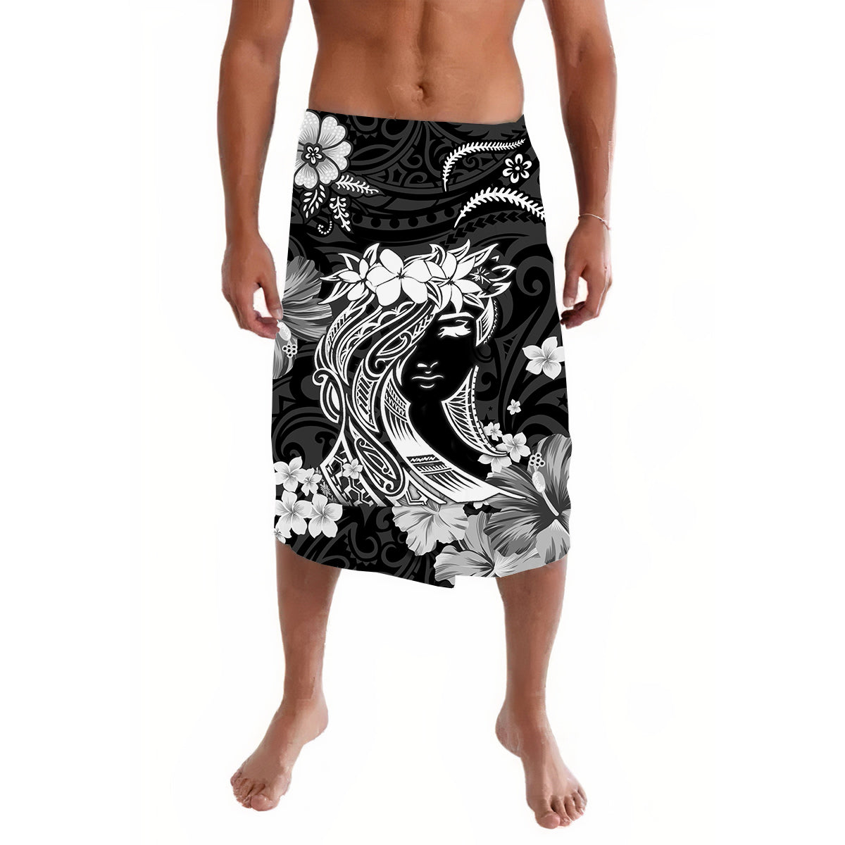 Hawaii Lavalava Polynesia Black Attractive Hula Girl