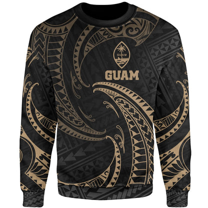 Guam Polynesian Sweater Gold Tribal Wave