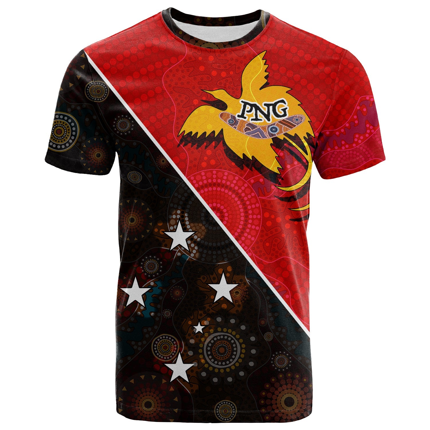 Papua New Guinea With Australian Aboriginal Print T Shirt -