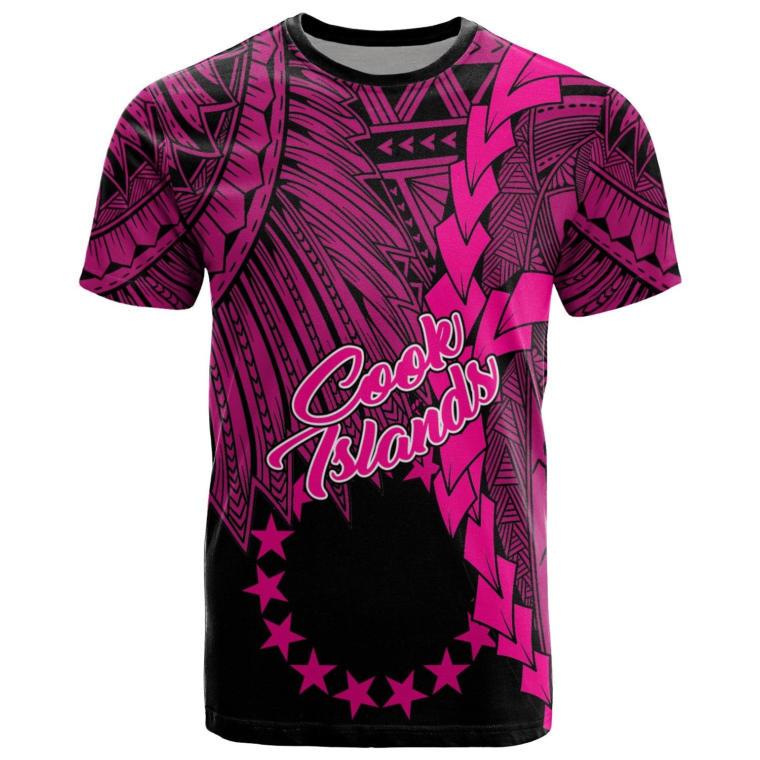 Cook Islands Polynesian T - Shirt - Tribal Wave Tattoo Pink
